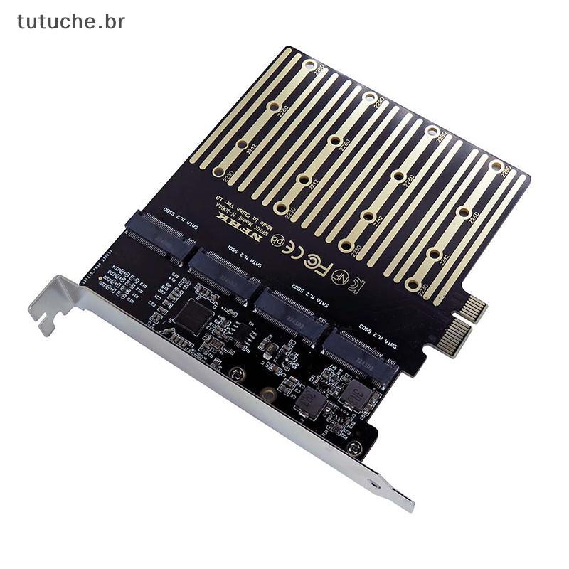 Adaptador TU PCIE Para M2 PCI Express X1 3.0 4 Portas B Chave M . 2 NGFF SATA SSD-E Placa De Expansão Riser BR