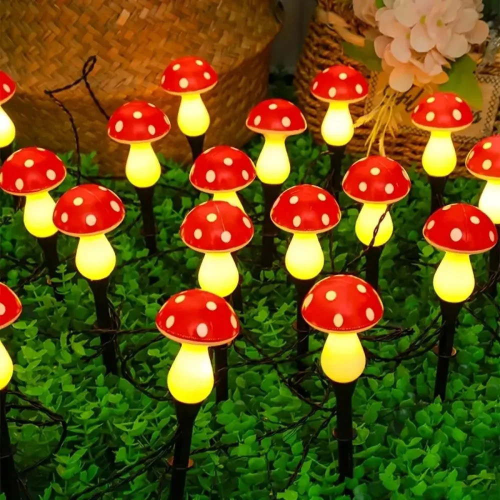 1 Peça 8/12LED Luz solar De Plugue De Aterramento De Cogumelo , Com Oito Modos De Iluminação , Usada Para Jardins , Gram