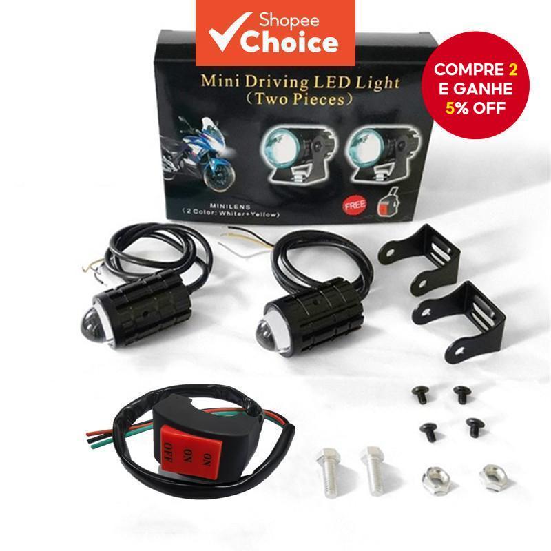 H4 LED 2 Pcs Farol De Motocicleta Com Interruptor MDL Mini Projetor De Luz De Condução Lente Olho De Peixe Lâmpada De Ne