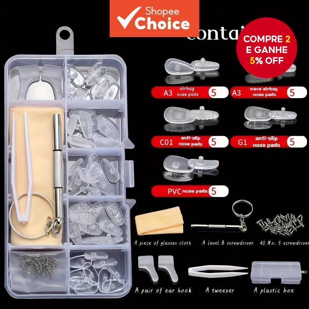 Kit De Reparo De Almofada De Nariz De Óculos Com Trava De Parafuso Almofadas De Silicone Peças Antiderrapantes