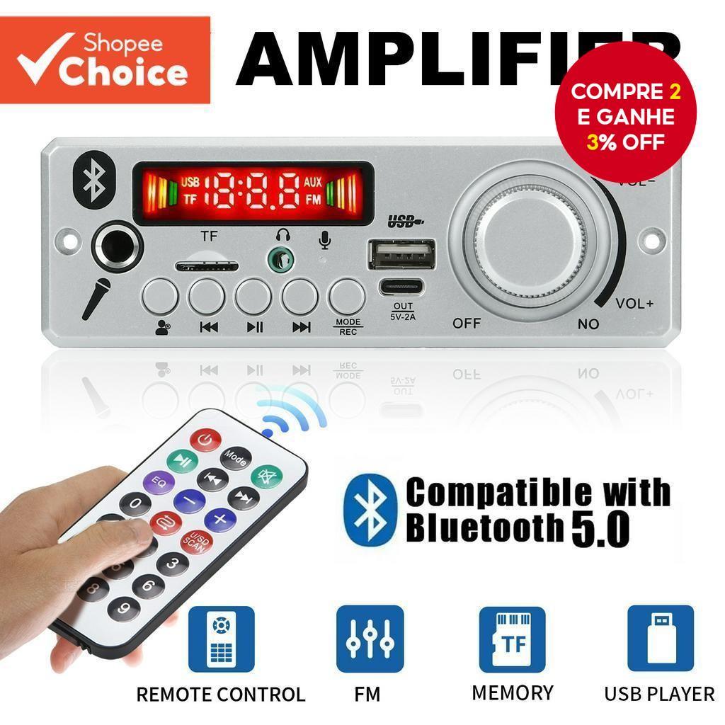 40W 80W Amplificador DIY Placa De Módulo MP3 6.5mm Microfone 12V Carro MP3 Player Bluetooth 5.0 Rádio FM TF AUX USB Grav