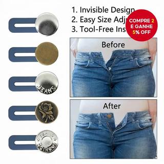 5 Peças Extensor De Cintura Jeans Ajustador De Botão Sem Ferramentas Para Homens E Mulher…
