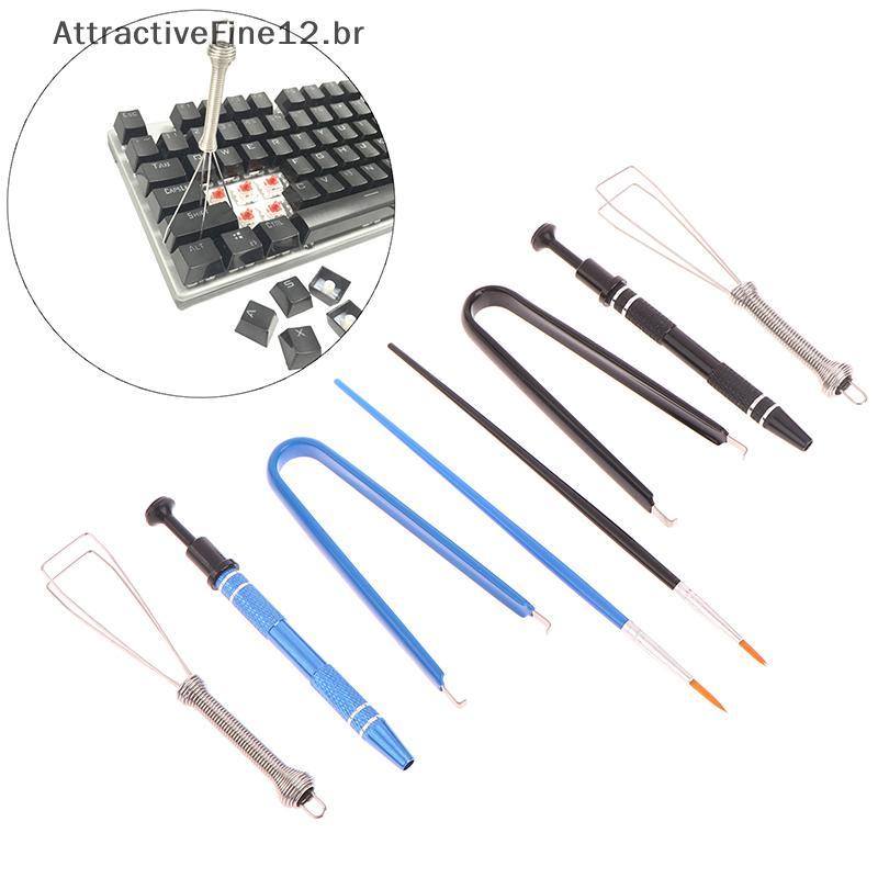 ATBR 1 Conjunto Kit De Ferramentas De Limpeza De Teclado Metal Keycap Extrator Haste Titular Interruptor Caneta Lubrific