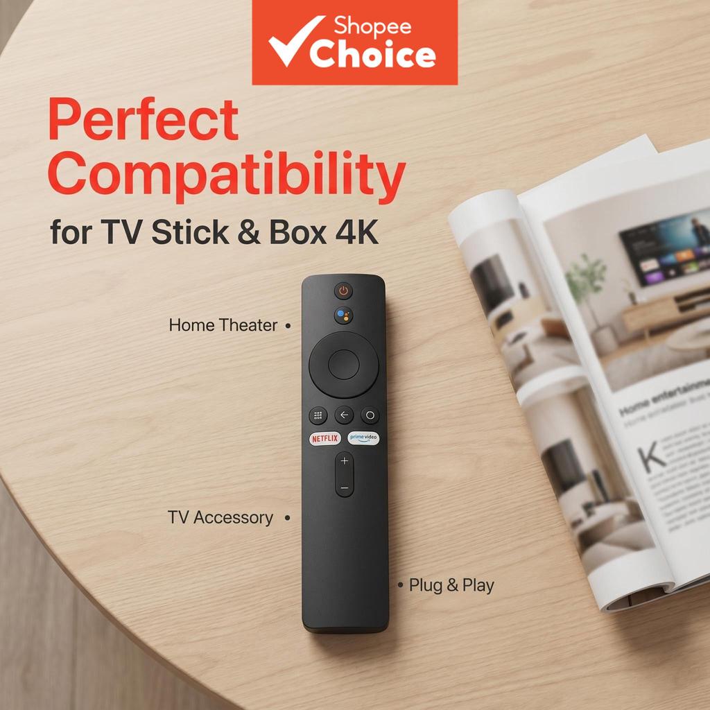 Controle Remoto de Voz Bluetooth Para Caixa Xiaomi TV Stick 4K Netflix Chave Pro