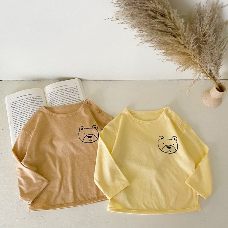 Bebê primavera outono roupas das mulheres dos homens bebê puro algodão manga comprida camiseta 0-4 anos de idade criança