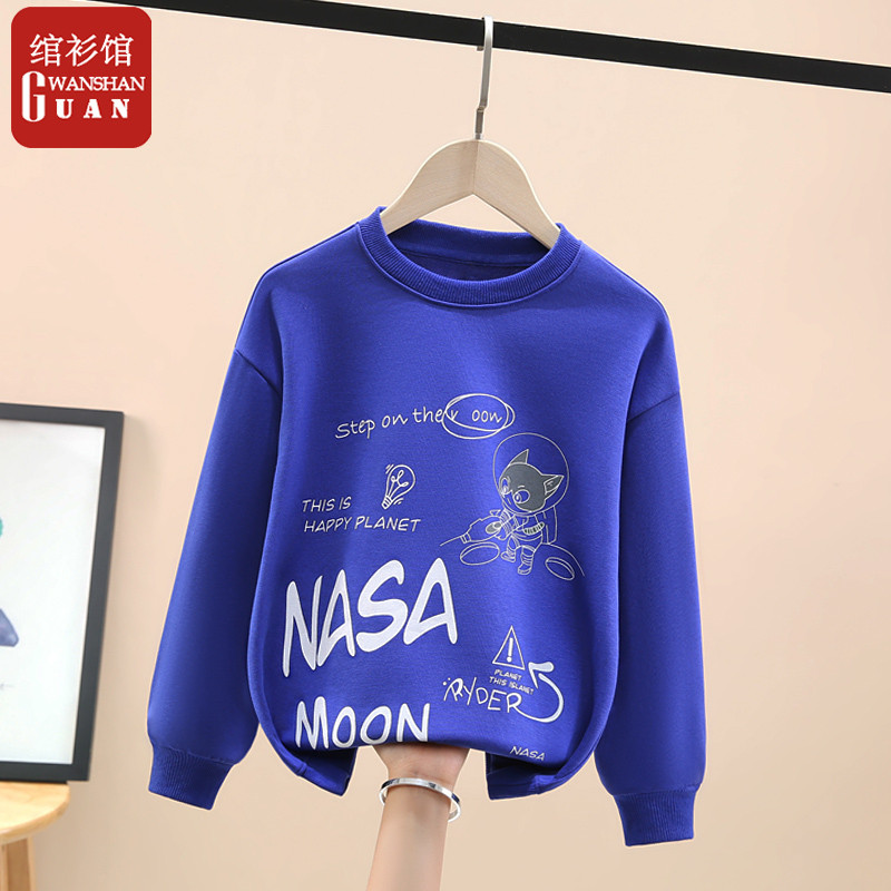 Moletom para meninos outono inverno estilo médio grande crianças de manga comprida camiseta grande forro de lã infantil 