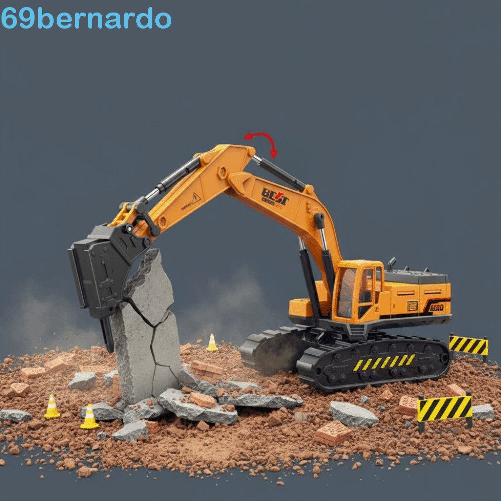 Guindaste Fundido De Engenharia BERNARDO , Mini Escavadeira Fundida De Construção De Plástico Amarelo