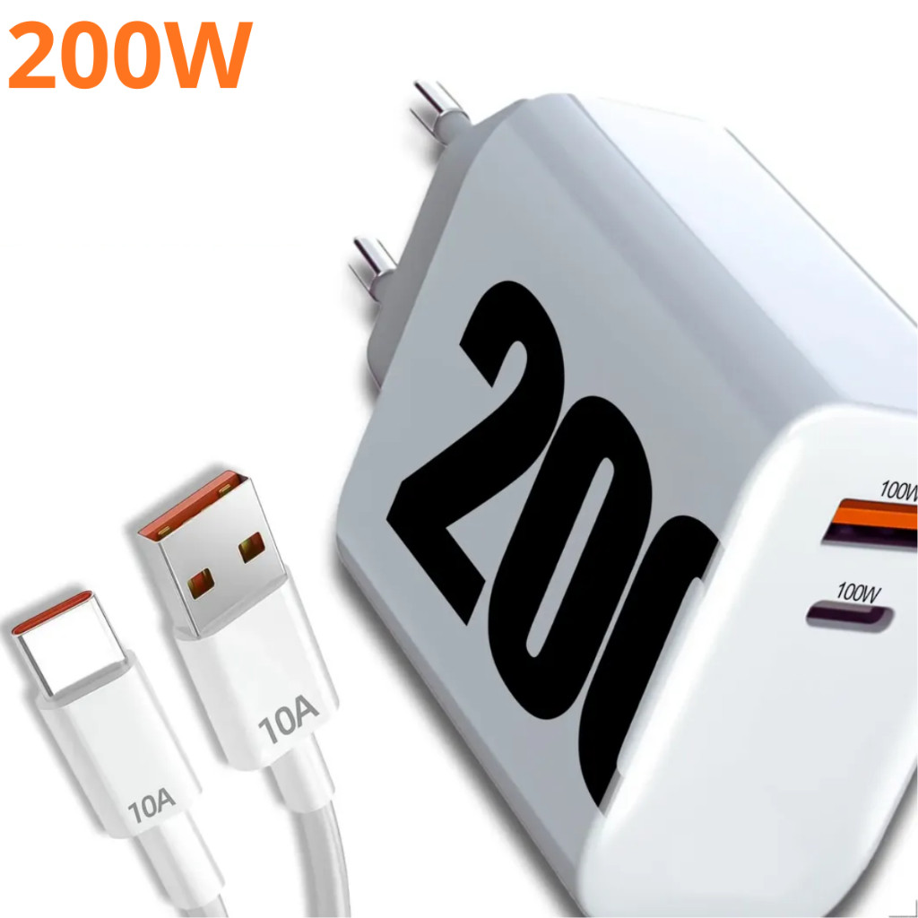 ORIGINAL Carregador Turbo 200w C Para Xiaomi Carregador Rápido 200w Tipo C Redmi Note 14 A14 A34 A54 Poco X6 Pro