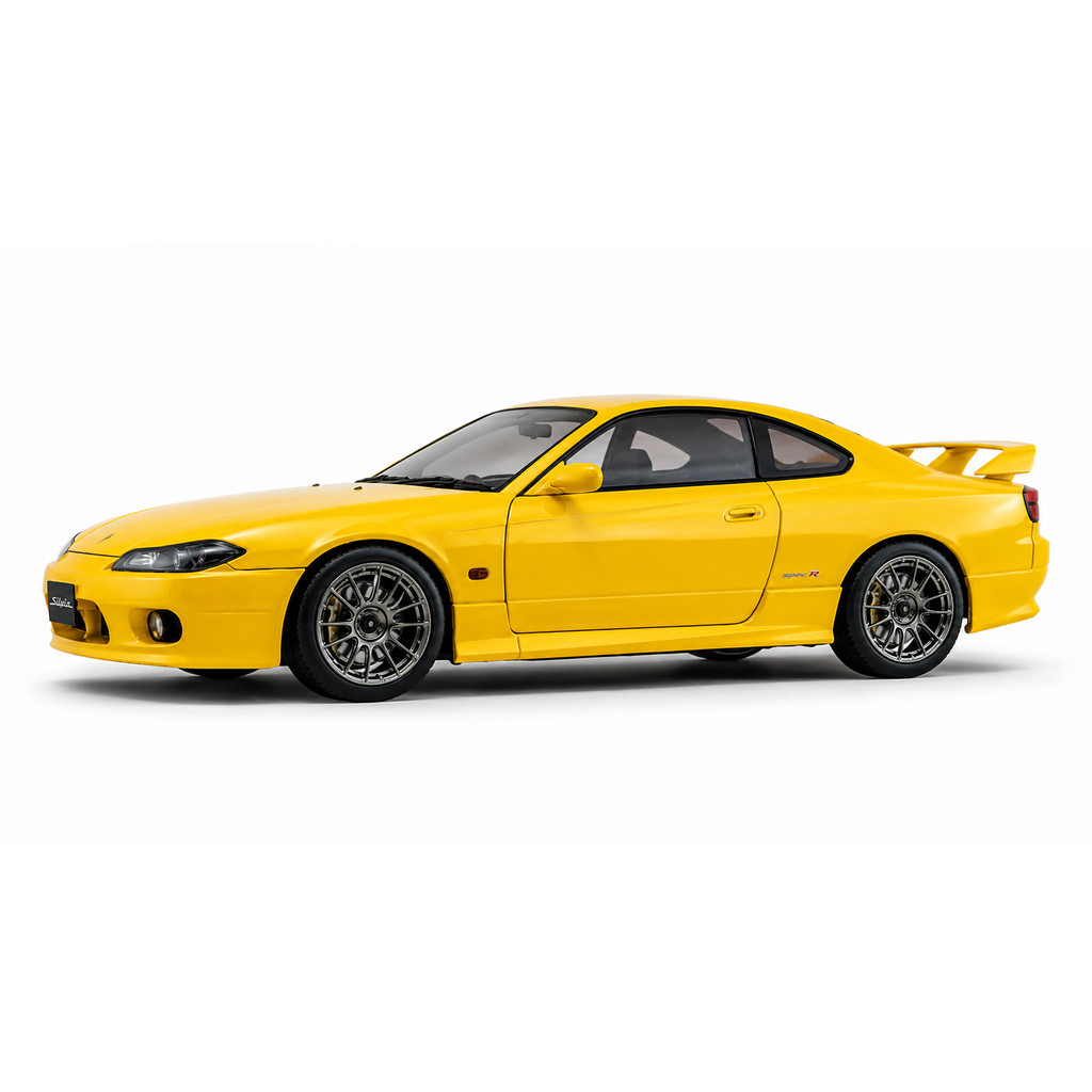 Miniatura Nissan Silvia S15 Spec-R Aero 1999 Amarelo 1:18 Solido