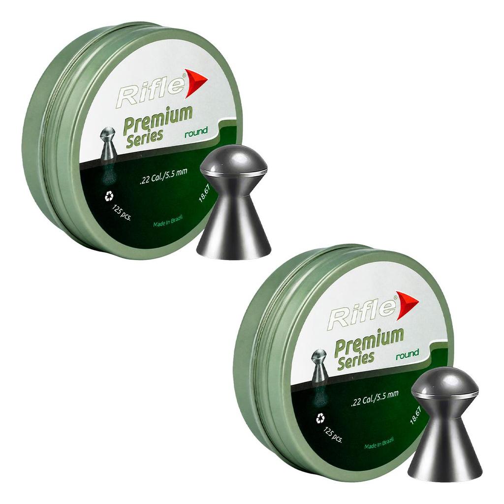 Kit 2 Latas Chumbinhos Rifle Round 5.5mm 125un Pressão