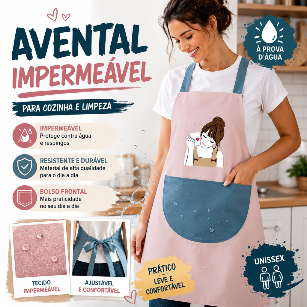 Avental Impermeável para Cozinha, Limpeza e Tarefas Domésticas,A Prova De Água De Limpeza