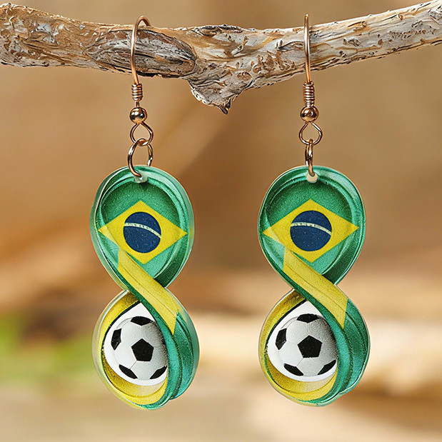 Brincos de Futebol 2026, Brincos da Seleção Brasileira para Mulheres, Acessórios Esportivos de Acrílico