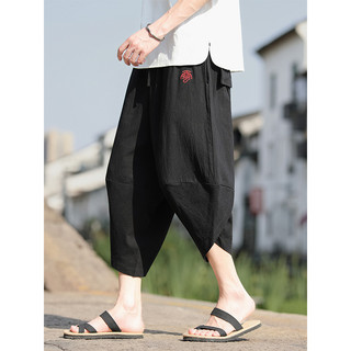 Verão Retro calças cortadas estilo chinês calças masculinas gordura solta tamanho grande Harem calças Hip Hop cenoura ca