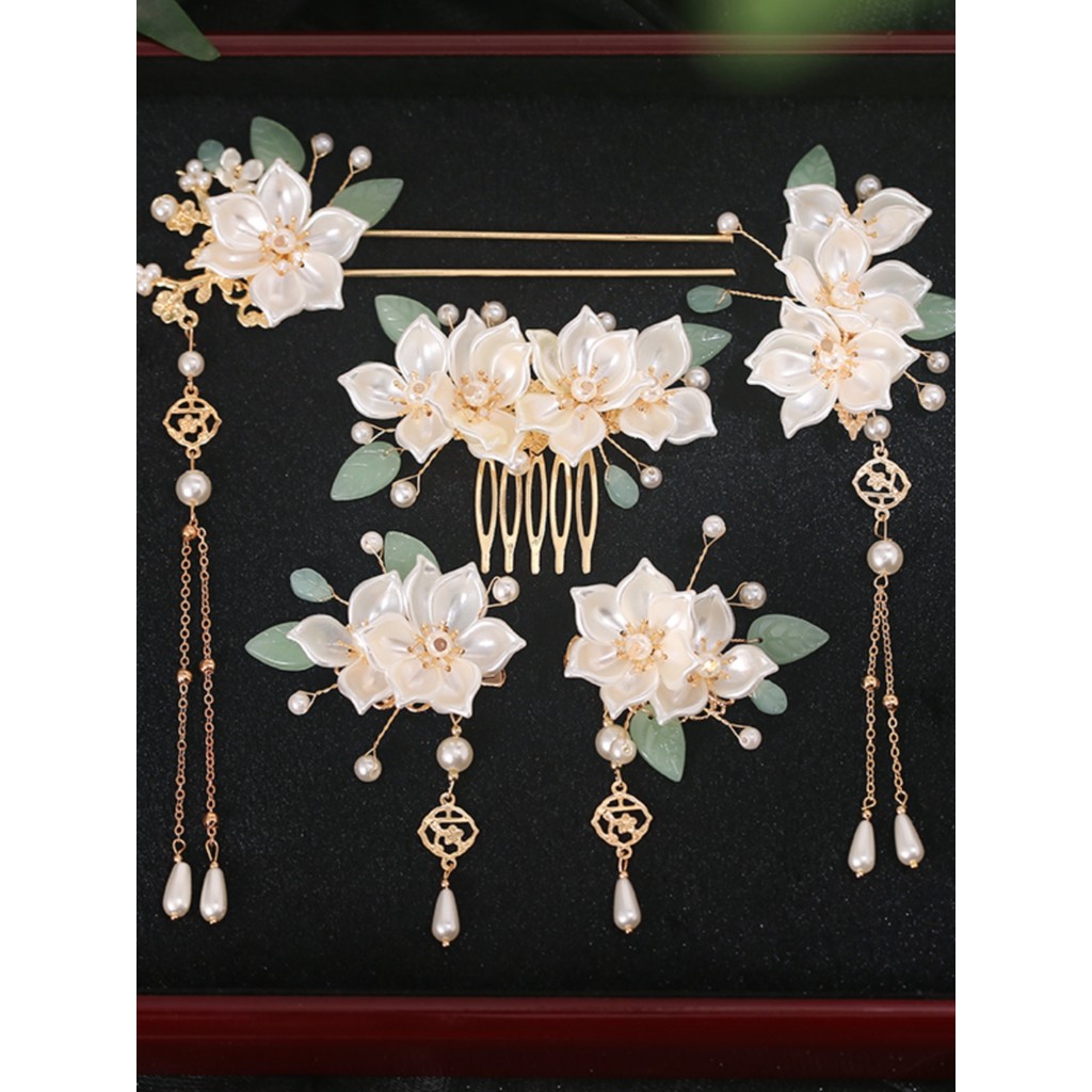 Camélia Hanfu cocar traje antigo fada menina borla hairpin conjunto completo estilo antigo pente passo agitando clipe la