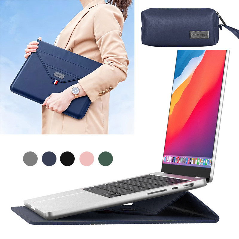 Mochila para notebook de alta qualidade, couro, 13 a 16 polegadas, com suporte e bolsa para carregador