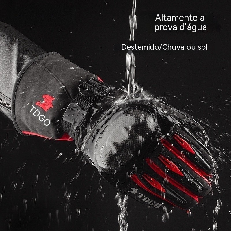 Luvas de Motociclismo de Inverno para Homens, em Fibra de Carbono, Impermeáveis, Anti-Queda, Equipamento para Motociclis