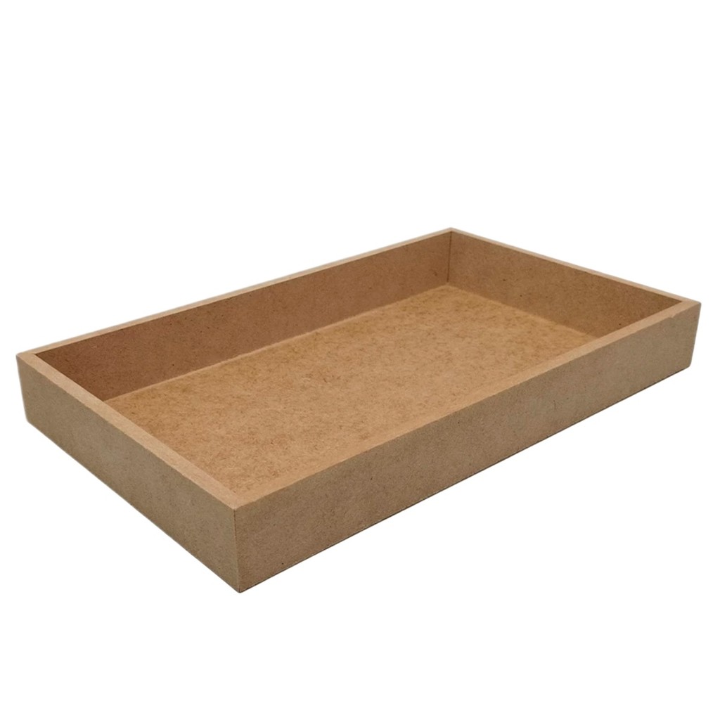 Bandeja MDF Cru Retangular 25x15x3 Kit 10 Organizacao Decoracao Artesanato Lavabo Escritorio