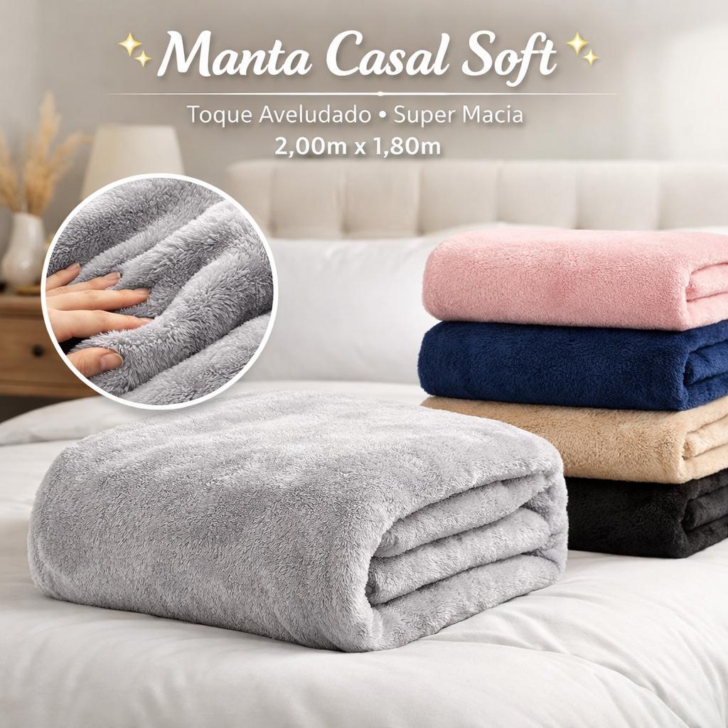 Manta Casal 2,00x1,80 Cobertor Soft Super Macia Quentinha Antialérgica Várias Cores