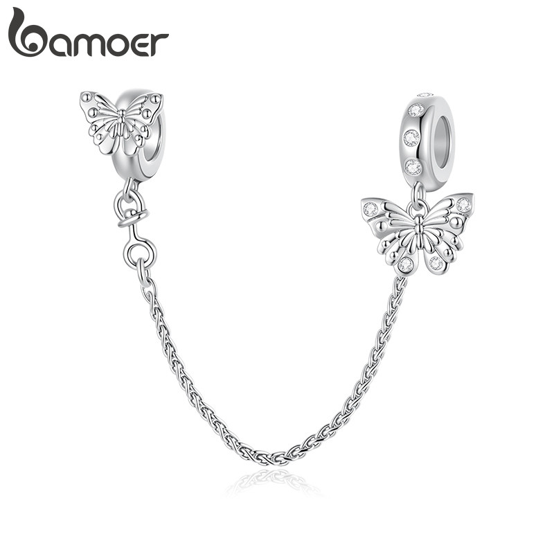 Bamoer Encantos Contas Borboleta Silicone Acessórios De Corrente De Segurança Pu