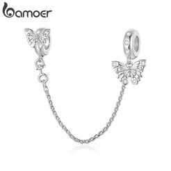 Bamoer Encantos Contas Borboleta Silicone Acessórios De Corrente De Segurança Pulseira DIY Para Presente Feminino