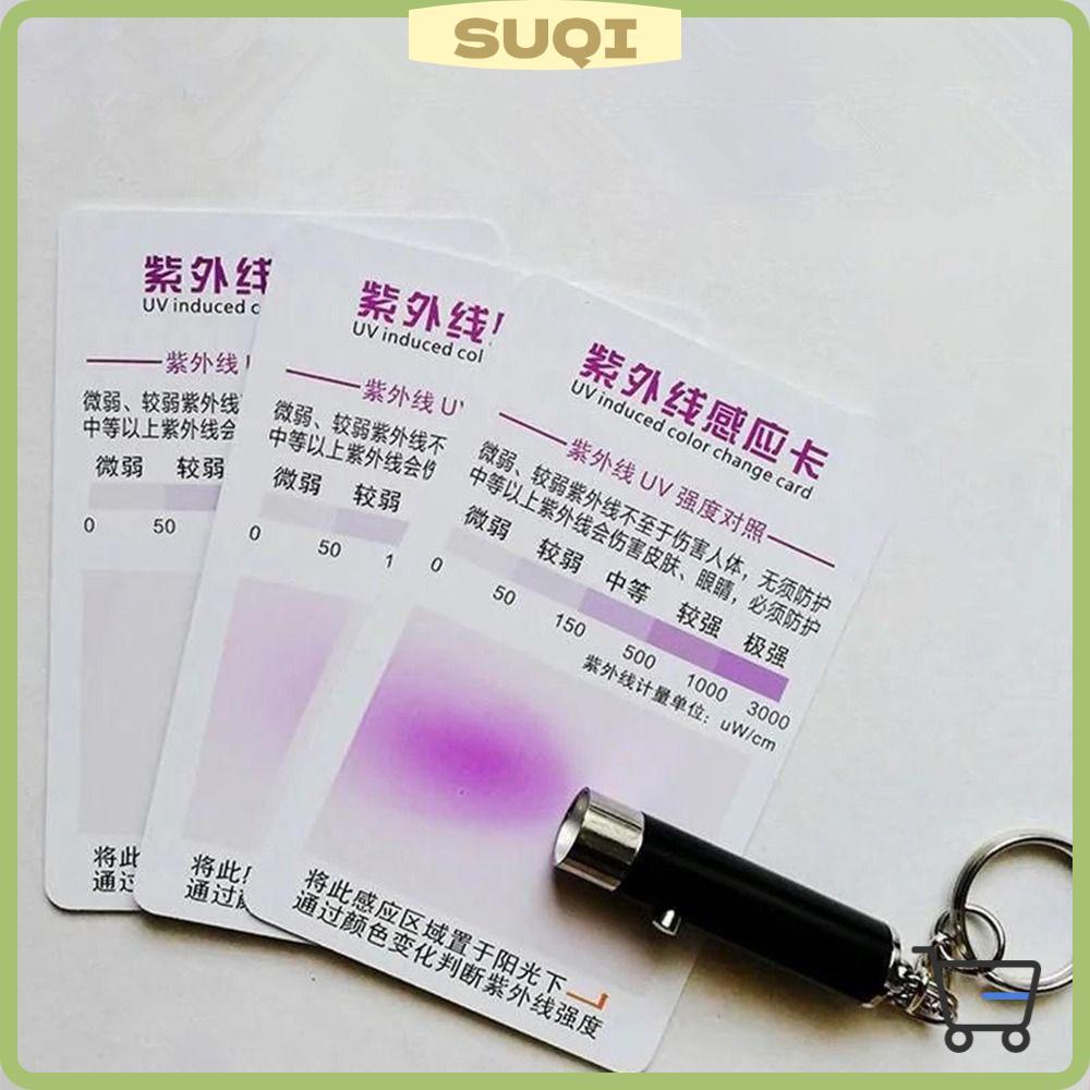 SUQI Cartão Sensor UV Reutilizável, 1/5/10PCS Papel de Teste de Proteção Solar Leve para Exterior
