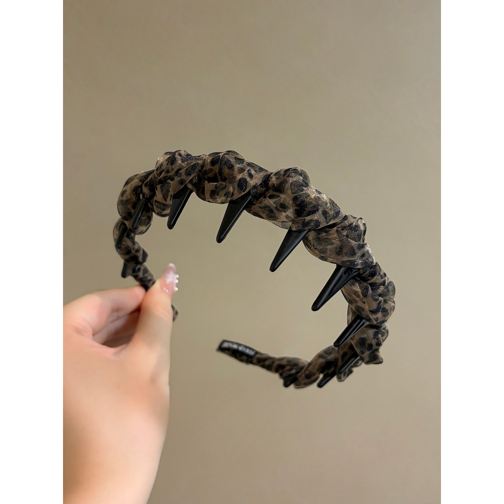 Leopardo impressão High-End pente dentado fofo bandana feminino de cabeça para baixo pente bandana pressionado Hairpin p