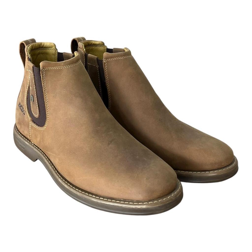 Botina Country Masculina Zebu Sela Couro Legítimo Confortável e Resistente ortopédica casual tradicional