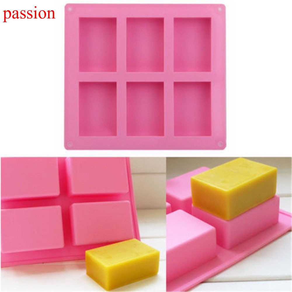 Molde de silicone retangular Passion com 6 cavidades, molde para sabão, molde para assar bolos, molde artesanal DIY.