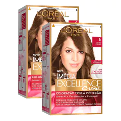 Kit 2 Tintura Creme Imédia Excellence L'oréal Louro Escuro 6 Kit