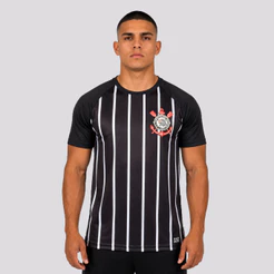 Camisa Corinthians Fitness Raglan Preta