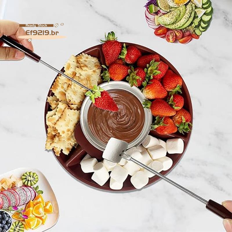 [Oferta Especial E] Conjunto De Panela De Farinha , Máquina Elétrica De Fondue De Chocolate Com 4 Garfos , Kit De Queijo