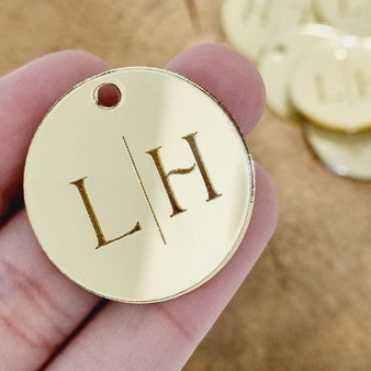 TAG ETIQUETA MEDALHINHA 4cm PERSONALIZADA ACRÍLICO ESPELHADO 2MM GRAVADA À LASER PARA EFEITE,TUBETE,FESTA