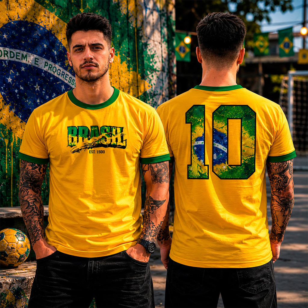 Camiseta Básica Algodão Camisa Futebol Brasileiro 10 Do Brasil