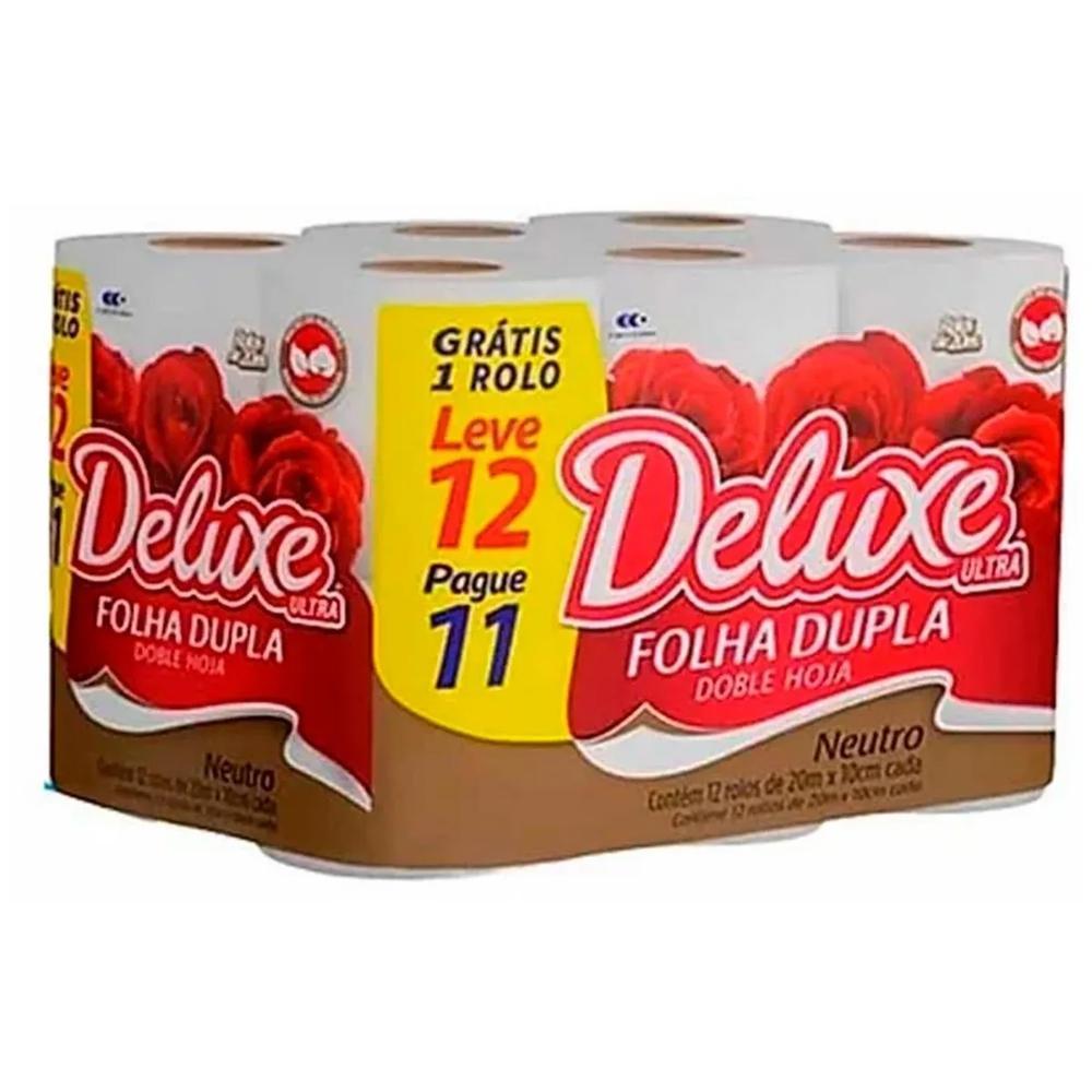 Papel Higiênico Folha Dupla Deluxe Cotton 20m Pacote Leve 12 Pague 11 Unidades