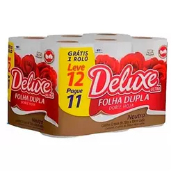 Papel Higiênico Folha Dupla Deluxe Cotton 20m Pacote Leve 12 Pague 11 Unidades