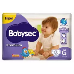 Fralda Babysec Galinha Pintadinha Premium Hiper G 60 Unidades