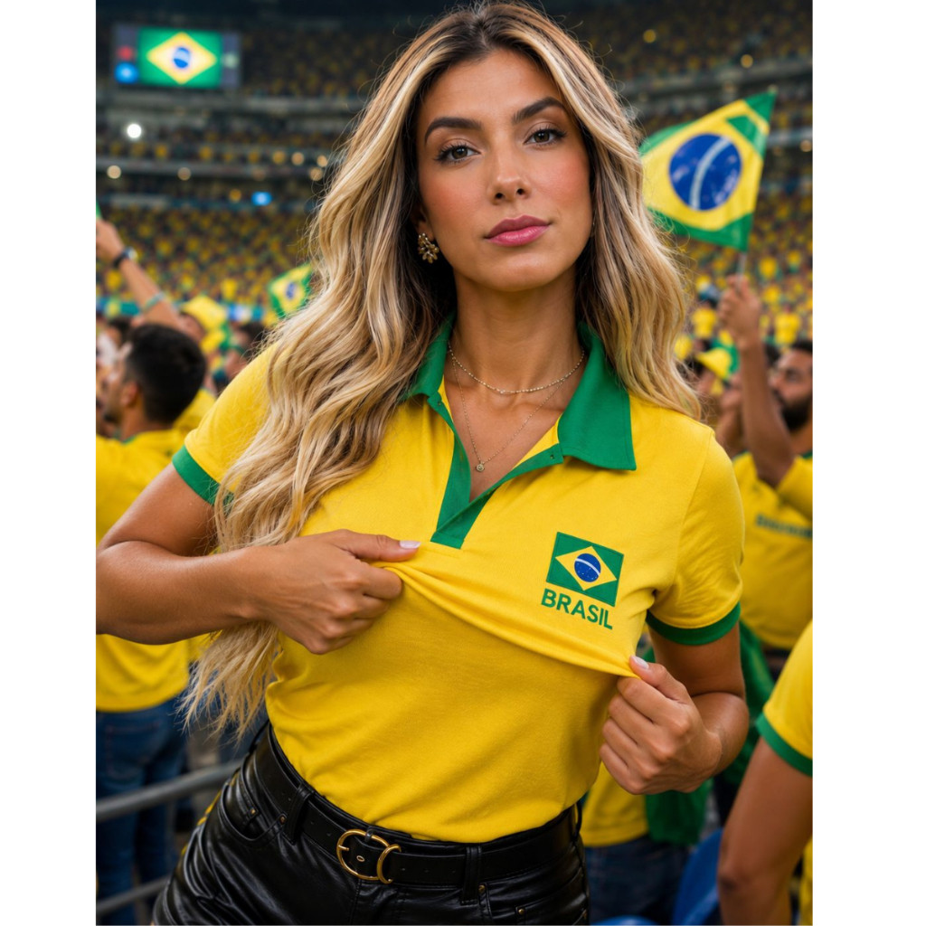 Camisa Polo Brasil Baby Look Camiseta seleção Brasileira Camisa Feminina Brasil Ribana