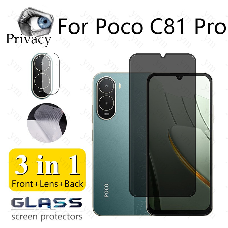 3 Em 1 Poco C81 Pro Anti-Spy Privacidade Protetor De Tela De Vidro Temperado Filme Espionagem Para C85 C71 C75 X7 Redmi