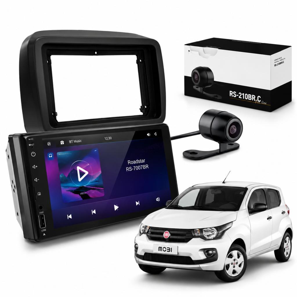 Central Multimidia 7 Pol Mobi 2017 até 2025 Touch Rádio FM Som Câmera de Ré Bluetooth Carplay