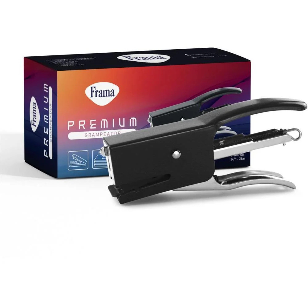 GRAMPEADOR ALICATE P/25FLS 26/6 METAL PRETO 15CM FRAMA