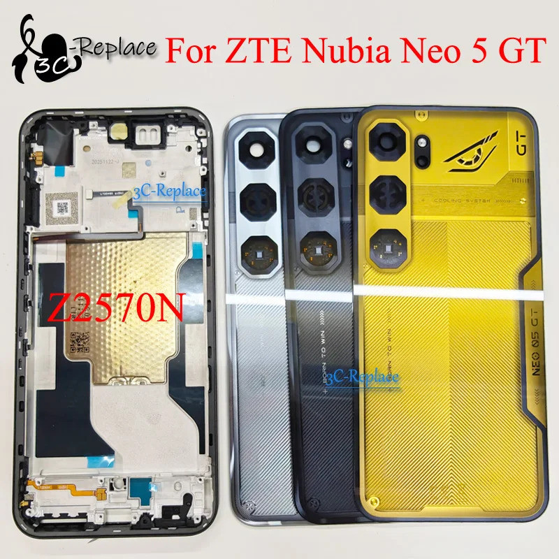 Para ZTE Nubia Neo 5 GT Z2570N Capa De Bateria LCD Quadro Frontal Médio Traseiro Habitação Porta Peças Reposição