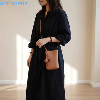 Bolsa Crossbody Para Celular ANTIONEHA , De Ombro De Couro PU De Cor Sólida , Com Pingente