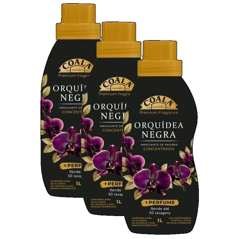 kit 3 Amaciante Concentrado Coala Laundry Orquídea Negra 1l