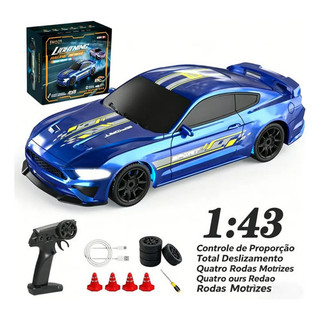 Carrinho de Drift 1:43 Nissan GTR Recarregável com LED 4x4 – Mini Carro de Controle Remoto para Pistas de Drift