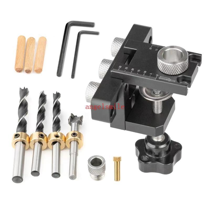 3 1 Localizador Perfuração Perfurador Ferramenta Cavilha Gabarito Broca Kits 8 10 15mm Buraco Bolso 3 Furo