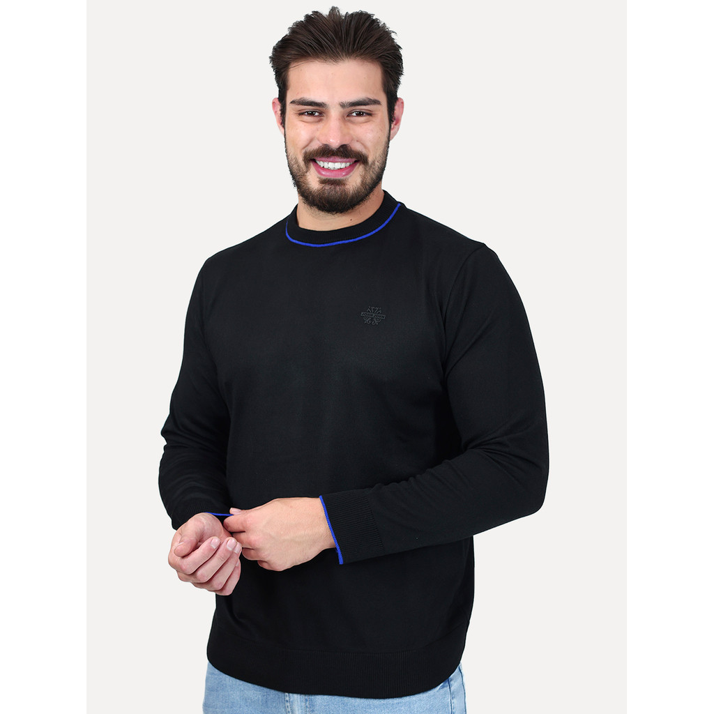 Tricot John John Masculino Transfer Logo Original Preto