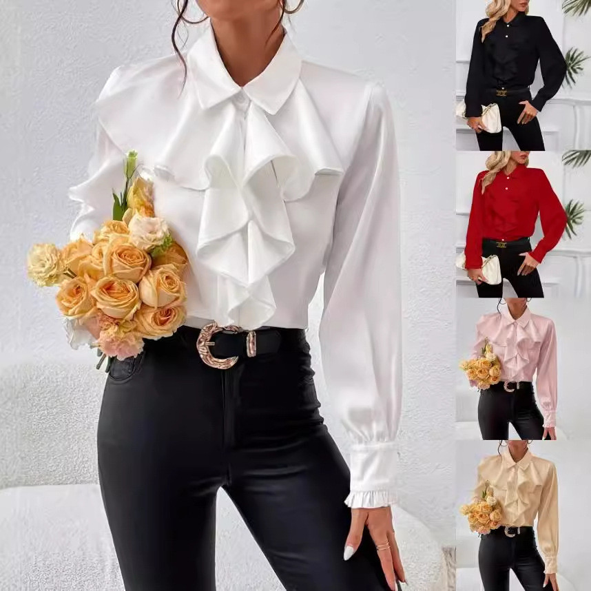 Camisa decorativa em camadas com babados e Design de moda