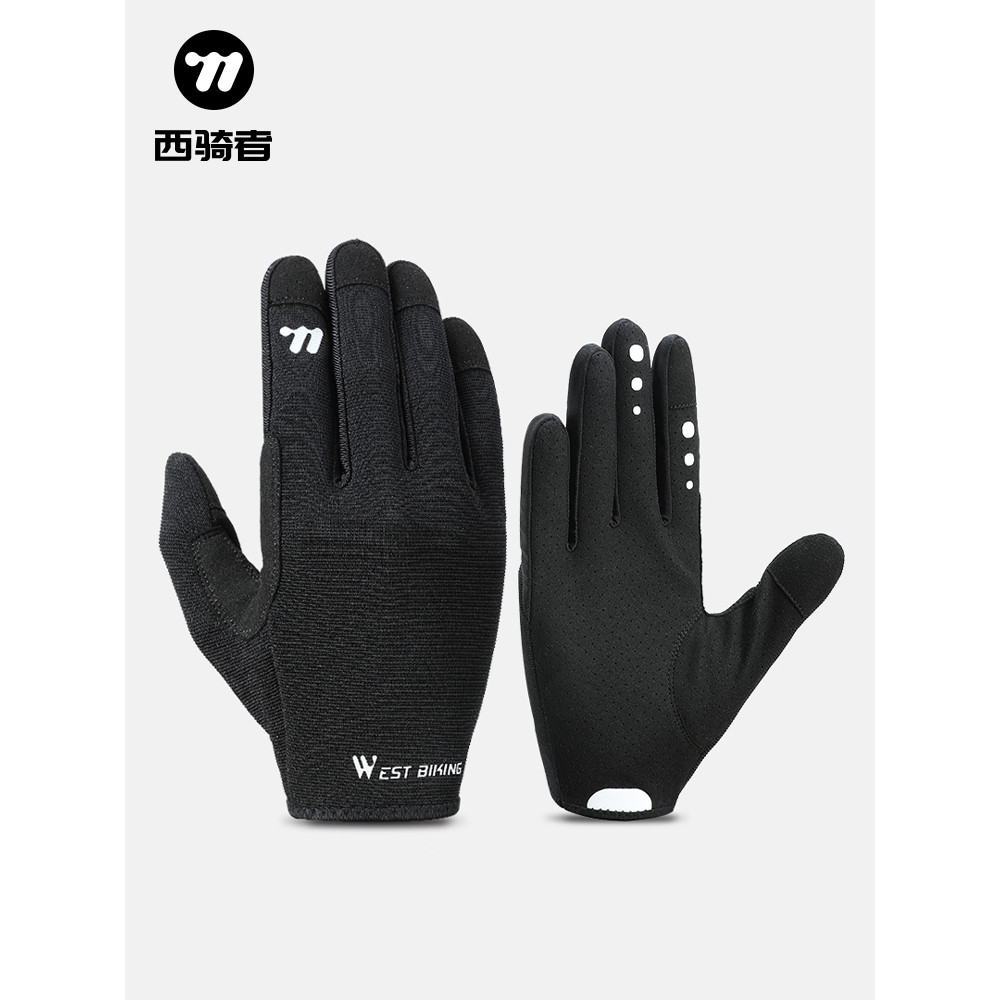 Cavalaria ocidental primavera outono luvas de ciclismo estrada Mountain Bike dedo longo antiderrapante tela sensível ao