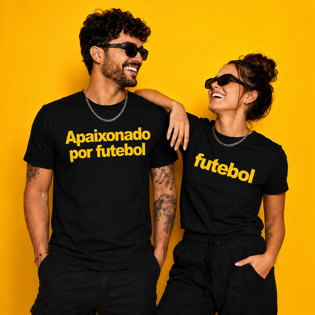 kit Camiseta Casal Apaixonado por Futebol Brasil Camisa Masculina e Feminina divertida