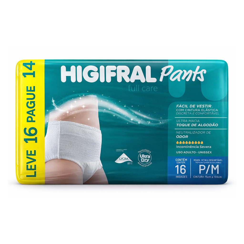 Fralda Geriátrica Higifral Pants P/M | 16 Unidades | Leve + Pague -